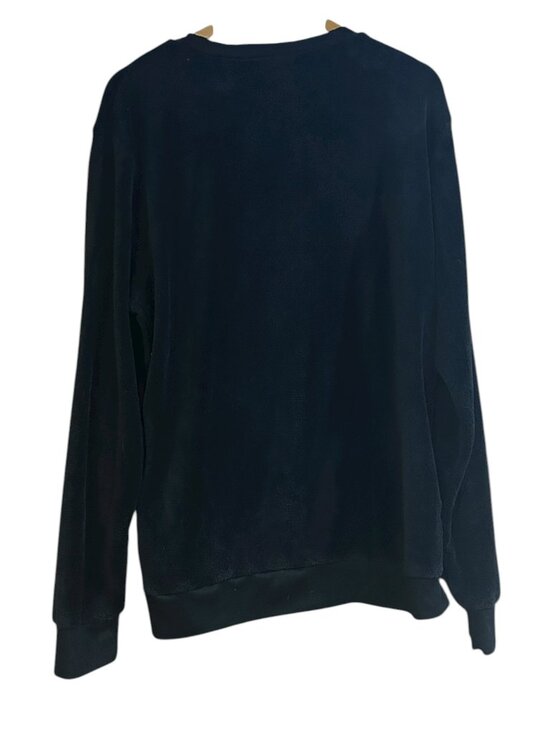 Y#FAM Men’s Black Velvet Sweatshirt Sz L Fuzzy Polar Bear “Papa Bear” Graphic - Picture 3 of 4